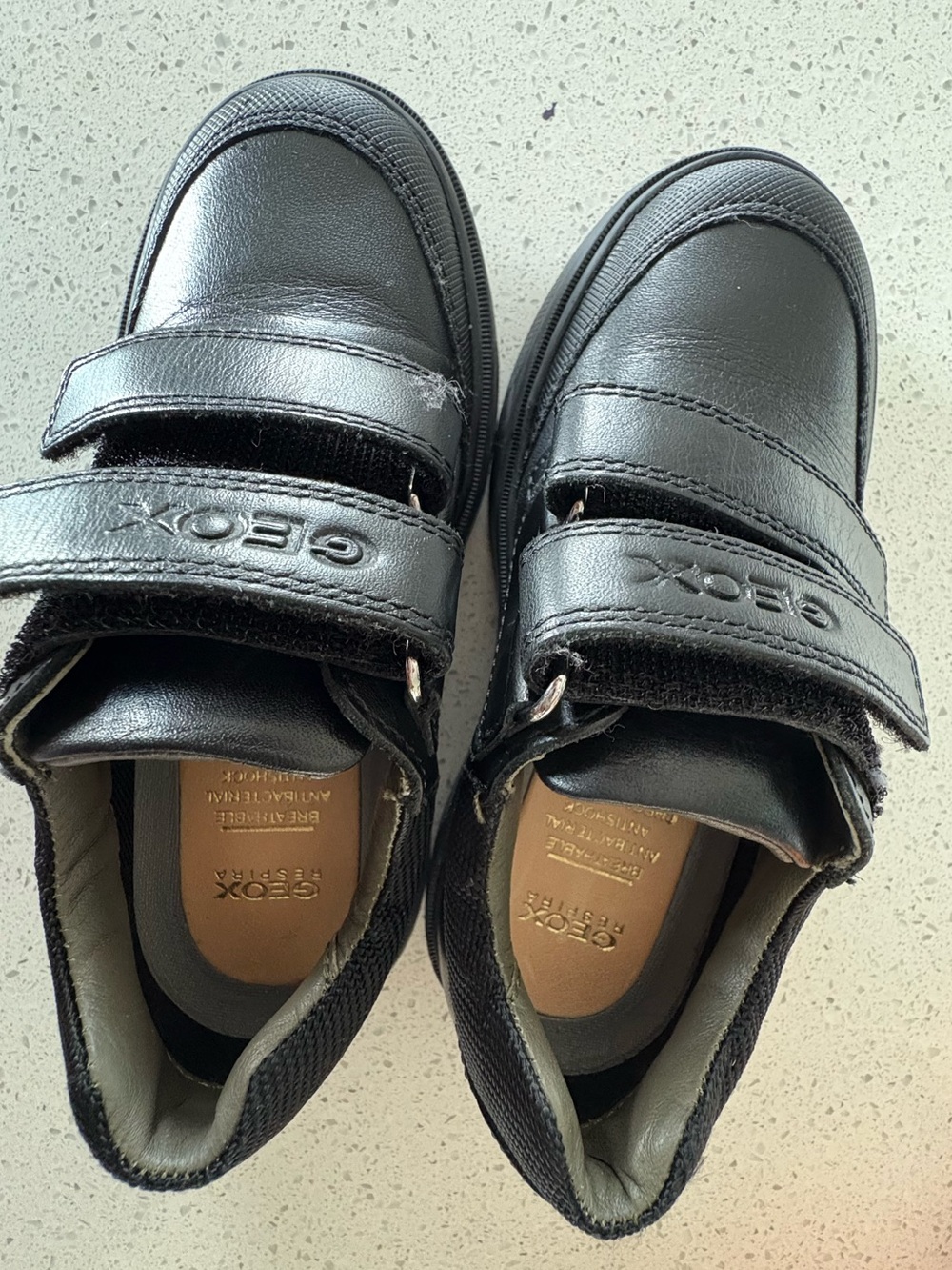 Geox Riddock Boy Black Leather School Shoes, Velcro Size 27